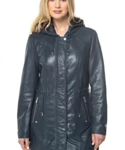 Lakeland Leather Ambleside Hooded Navy Leather Coat Inca Tan -Lakeland Leather Sales unnamed file 536 scaled