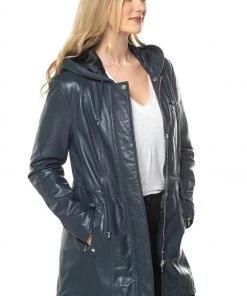 Lakeland Leather Ambleside Hooded Navy Leather Coat Inca Tan -Lakeland Leather Sales unnamed file 538 scaled