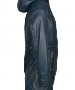 Lakeland Leather Ambleside Hooded Navy Leather Coat Inca Tan -Lakeland Leather Sales unnamed file 542 scaled