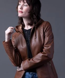 Lakeland Leather Abbeyville Hooded Leather Jacket Fresh Navy