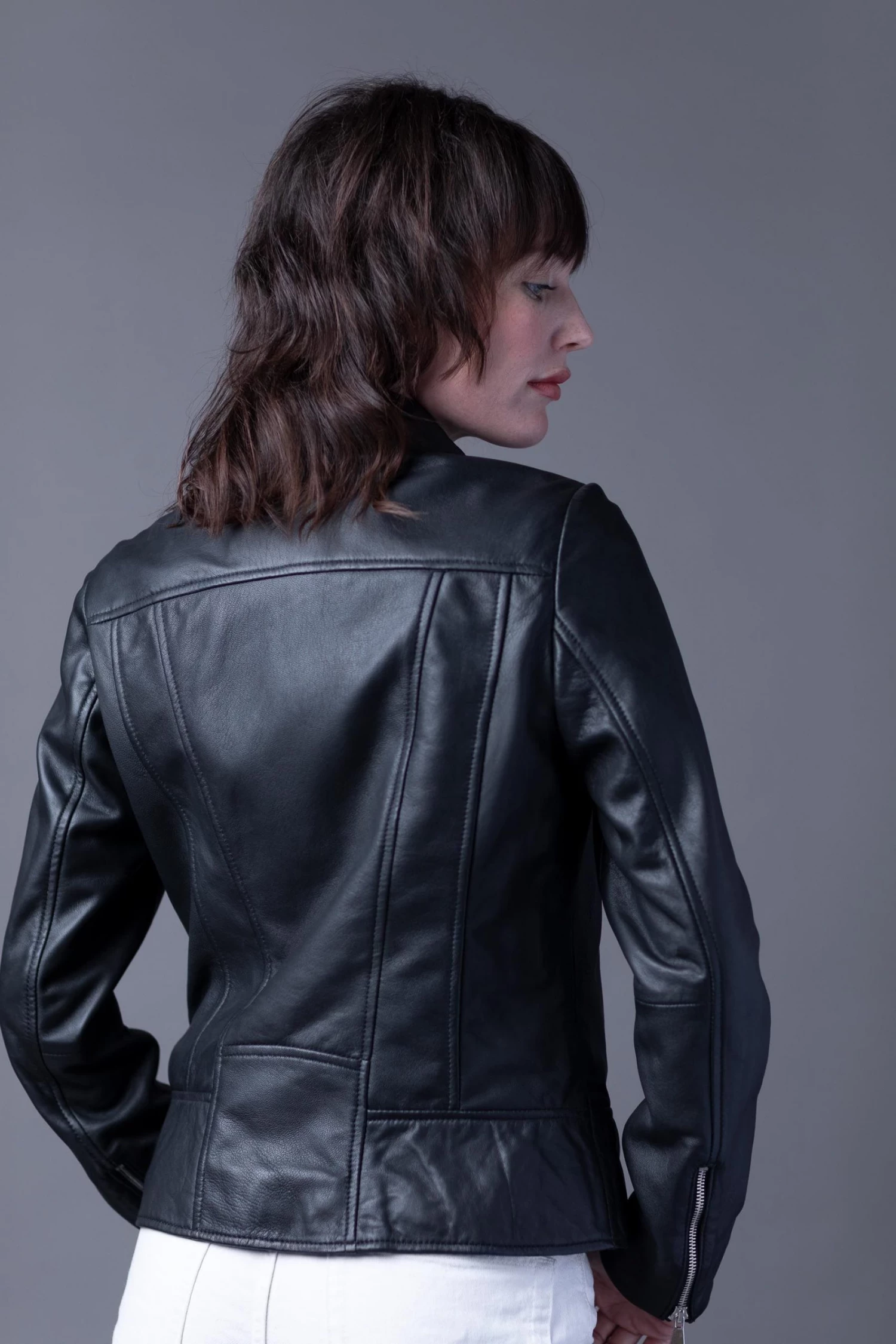 Lakeland Leather Newby Centre Zip Leather Biker Jacket Black 4 Lakeland Leather Newby Centre Zip Leather Biker Jacket Black - Image 2