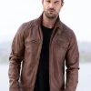 Lakeland Leather Hardknott Leather Biker Jacket In Nut Brown