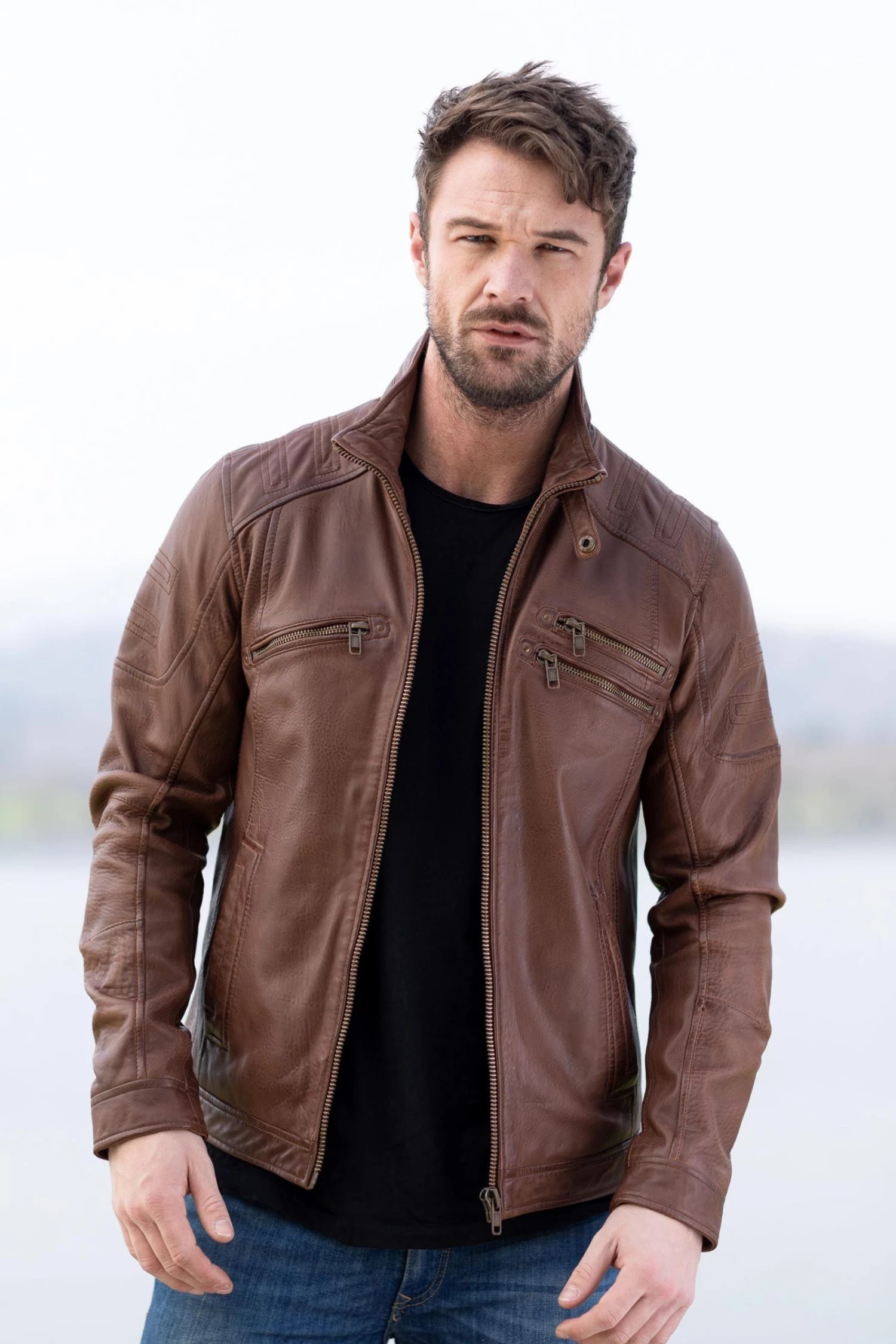 Lakeland Leather Hardknott Leather Biker Jacket In Nut Brown 3 Lakeland Leather Hardknott Leather Biker Jacket In Nut Brown