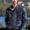 Lakeland Leather Swinside Leather Bomber Jacket In Navy