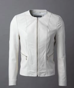 Lakeland Leather Off White Bleaberry Leather Jacket
