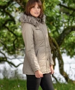 Lakeland Leather Fairfield Hooded Padded Leather Coat Navy Blue