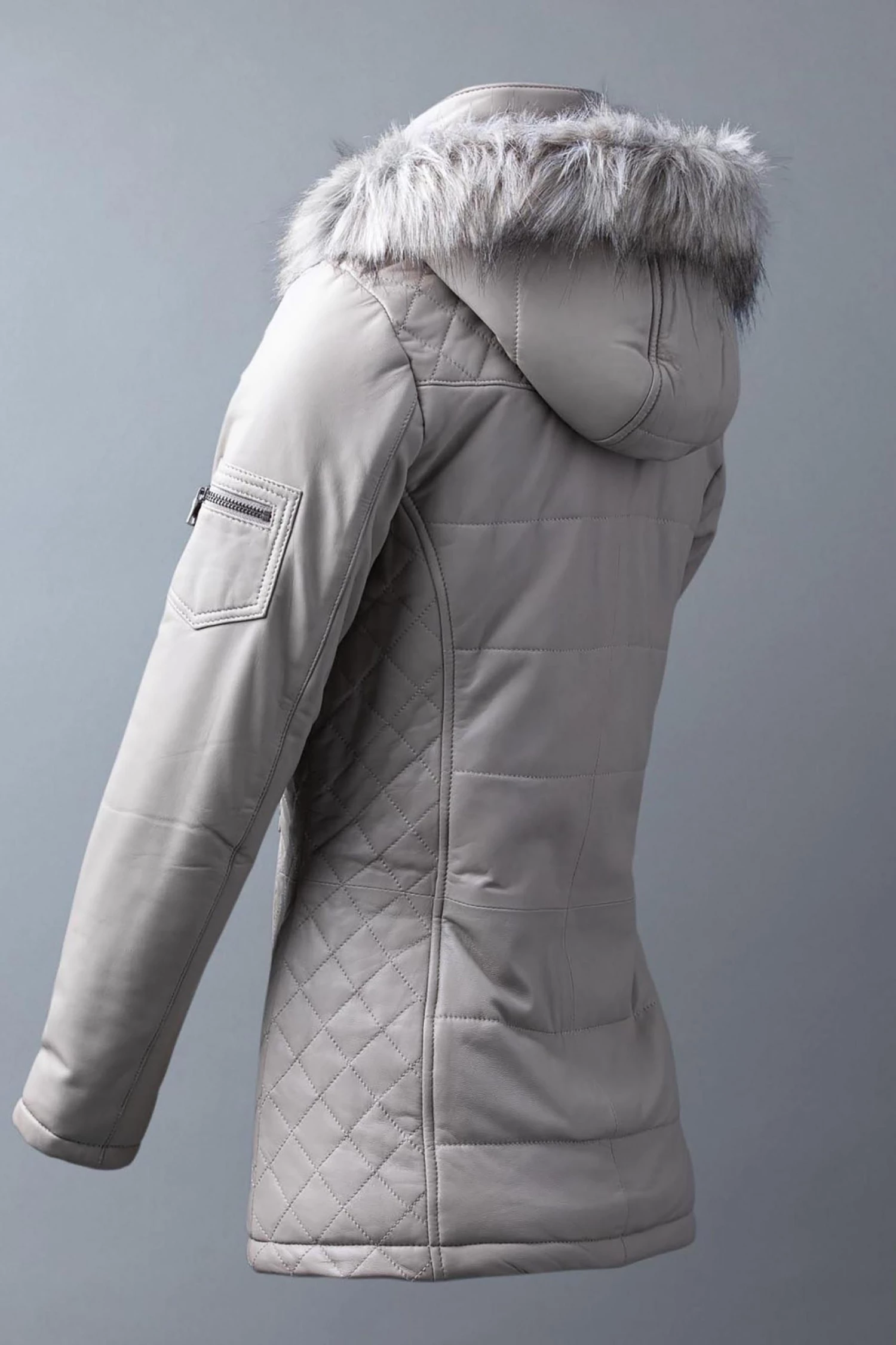 Lakeland Leather Fairfield Hooded Padded Leather Coat Navy Blue 5 Lakeland Leather Fairfield Hooded Padded Leather Coat Navy Blue - Image 3