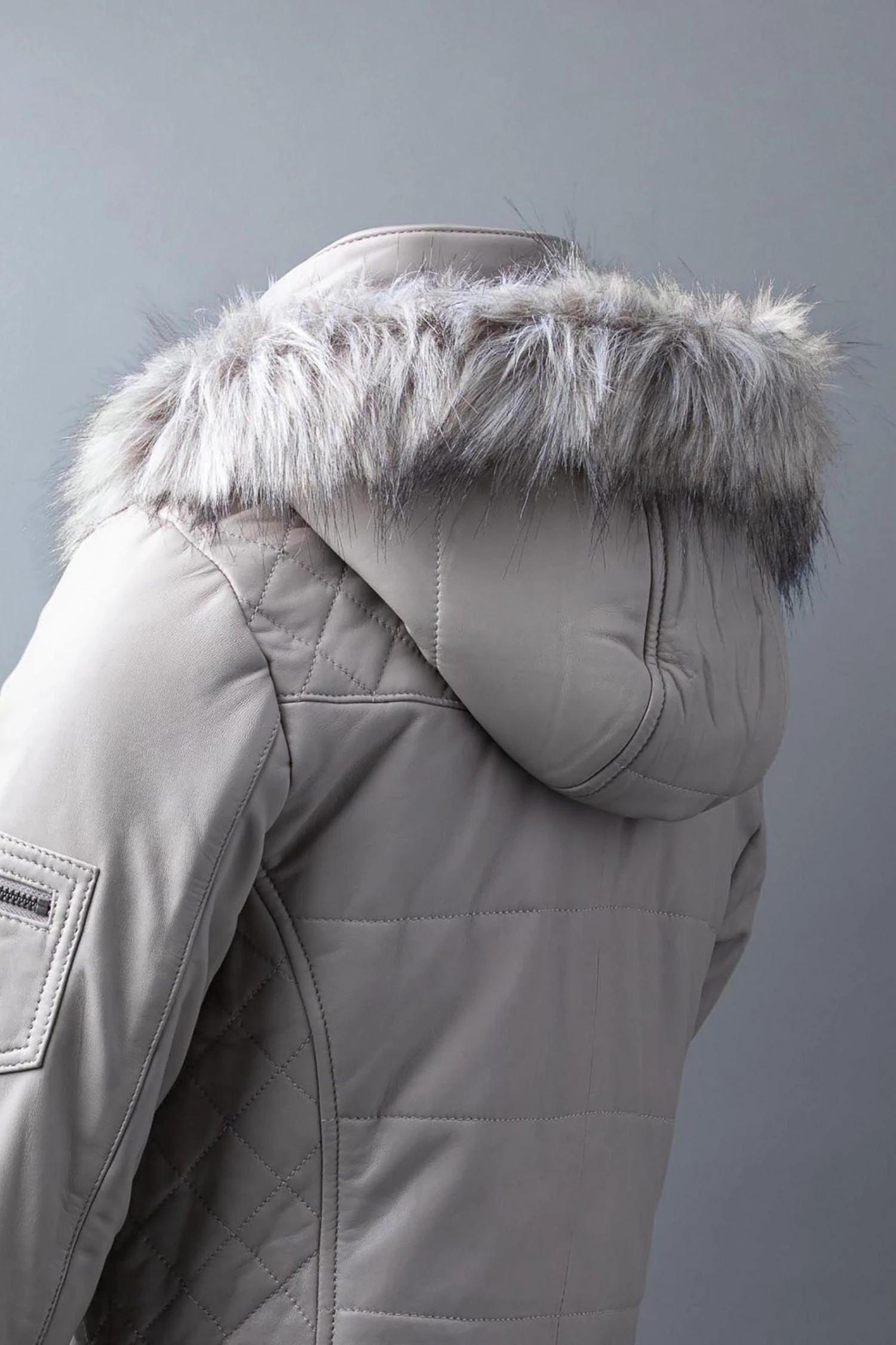 Lakeland Leather Fairfield Hooded Padded Leather Coat Navy Blue 7 Lakeland Leather Fairfield Hooded Padded Leather Coat Navy Blue - Image 5