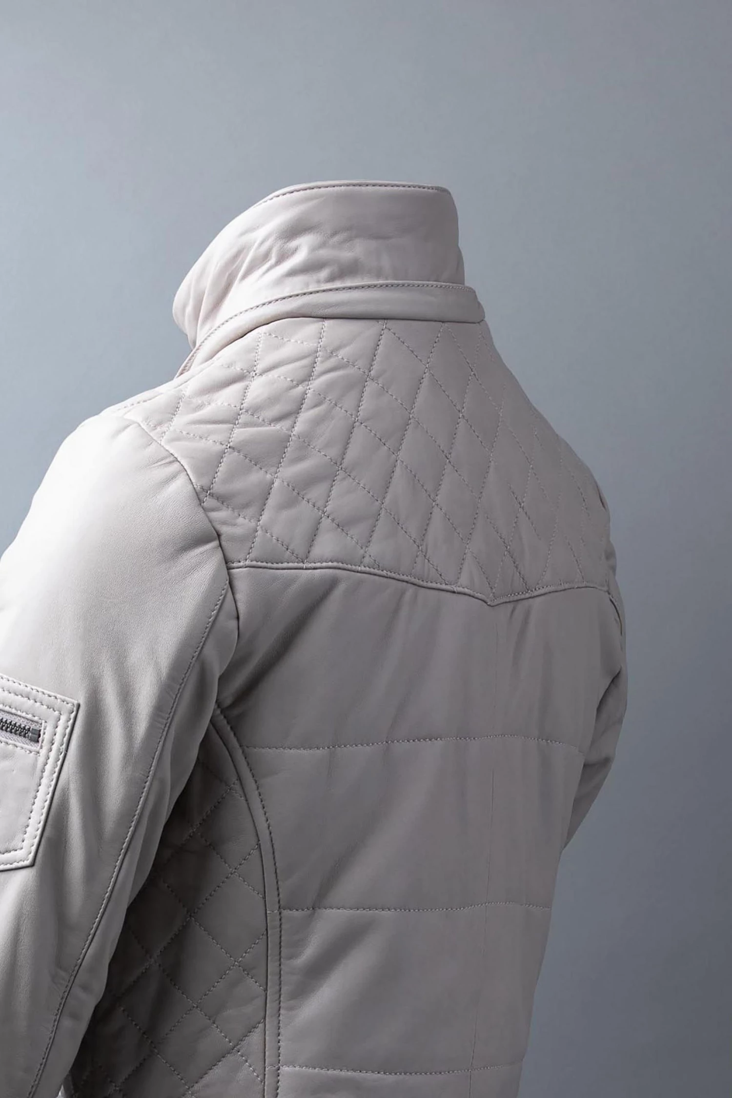 Lakeland Leather Fairfield Hooded Padded Leather Coat Navy Blue 8 Lakeland Leather Fairfield Hooded Padded Leather Coat Navy Blue - Image 6