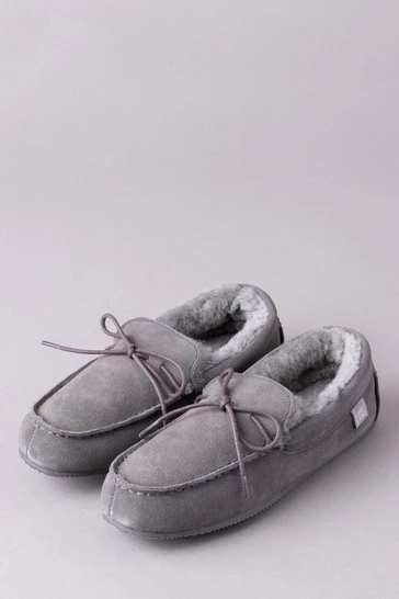 Lakeland Leather Mens Sheepskin Moccasin Slippers Grey 7 Lakeland Leather Mens Sheepskin Moccasin Slippers Grey - Image 5