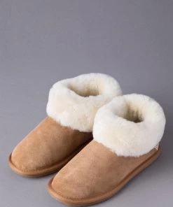 Lakeland Leather Ladies Sheepskin Bootie Slippers Tan Brown -Lakeland Leather Sales unnamed file 722
