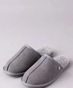 Lakeland Leather Mens Sheepskin Slider Slippers Grey -Lakeland Leather Sales unnamed file 744