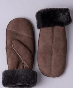 Lakeland Leather Ladies Sheepskin Mittens With Seam Brown
