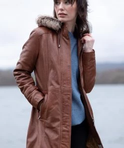 Lakeland Leather Ravensworth Long Leather Coat In Tan