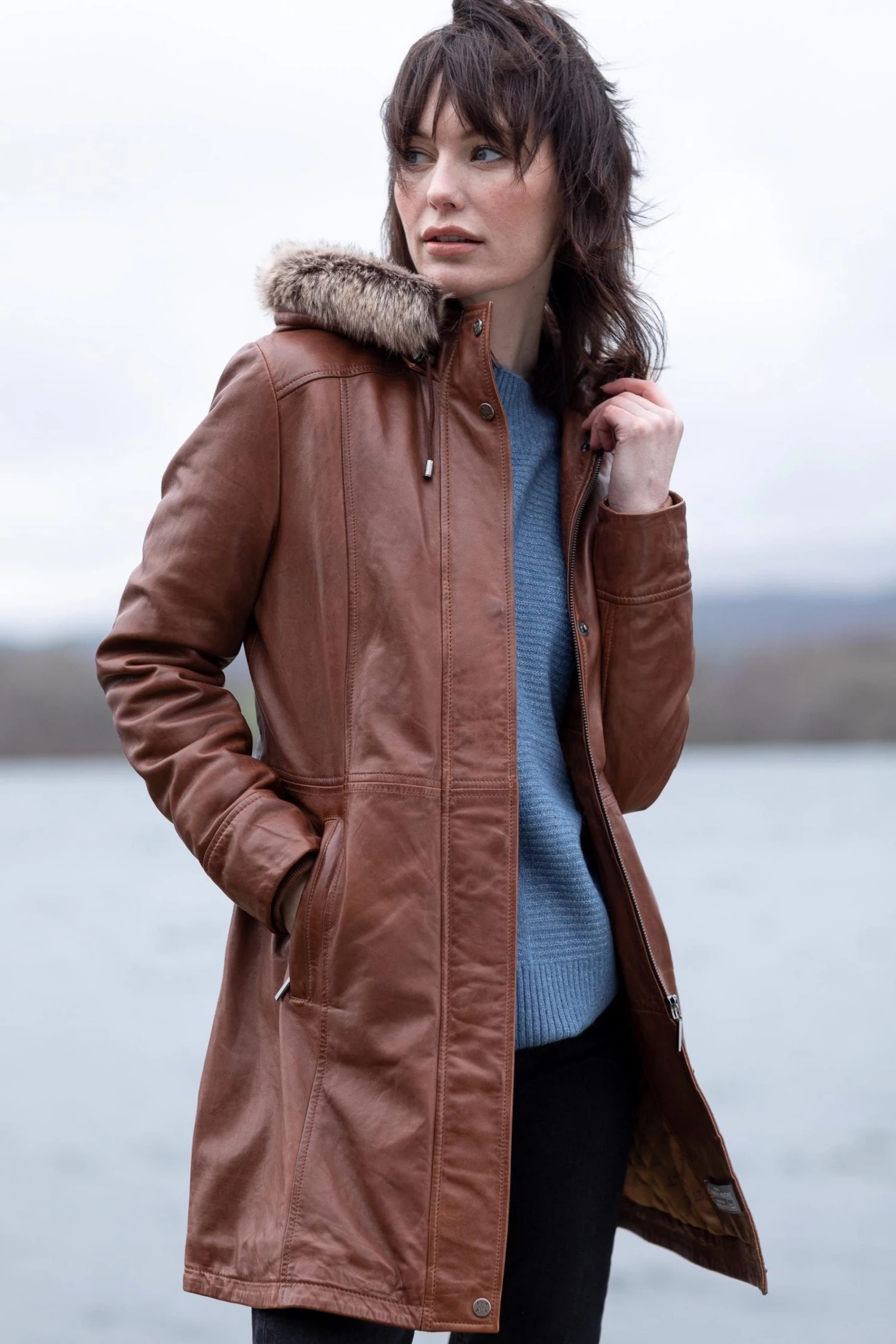 Lakeland Leather Ravensworth Long Leather Coat In Tan 2 Lakeland Leather Ravensworth Long Leather Coat In Tan