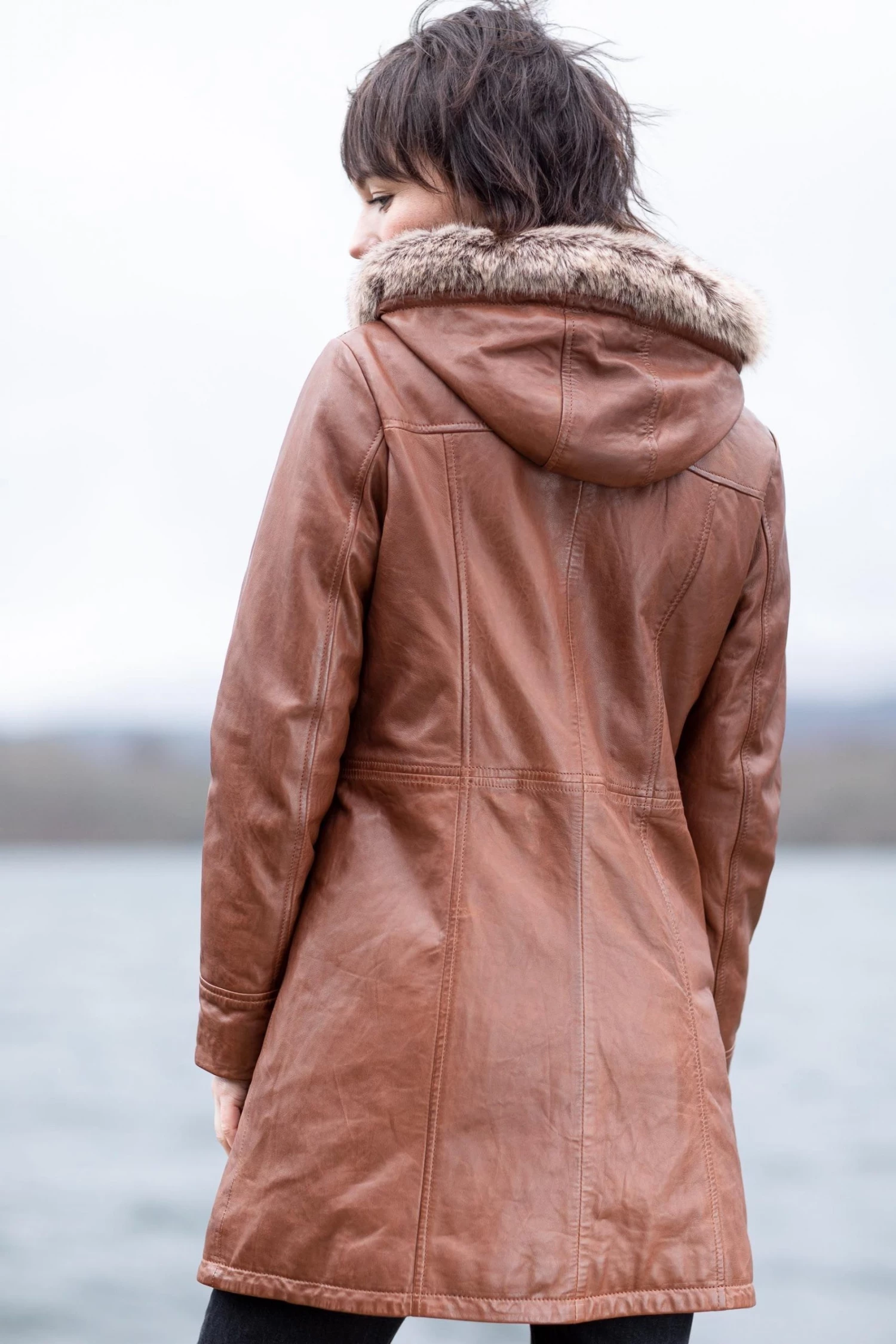 Lakeland Leather Ravensworth Long Leather Coat In Tan 3 Lakeland Leather Ravensworth Long Leather Coat In Tan - Image 2