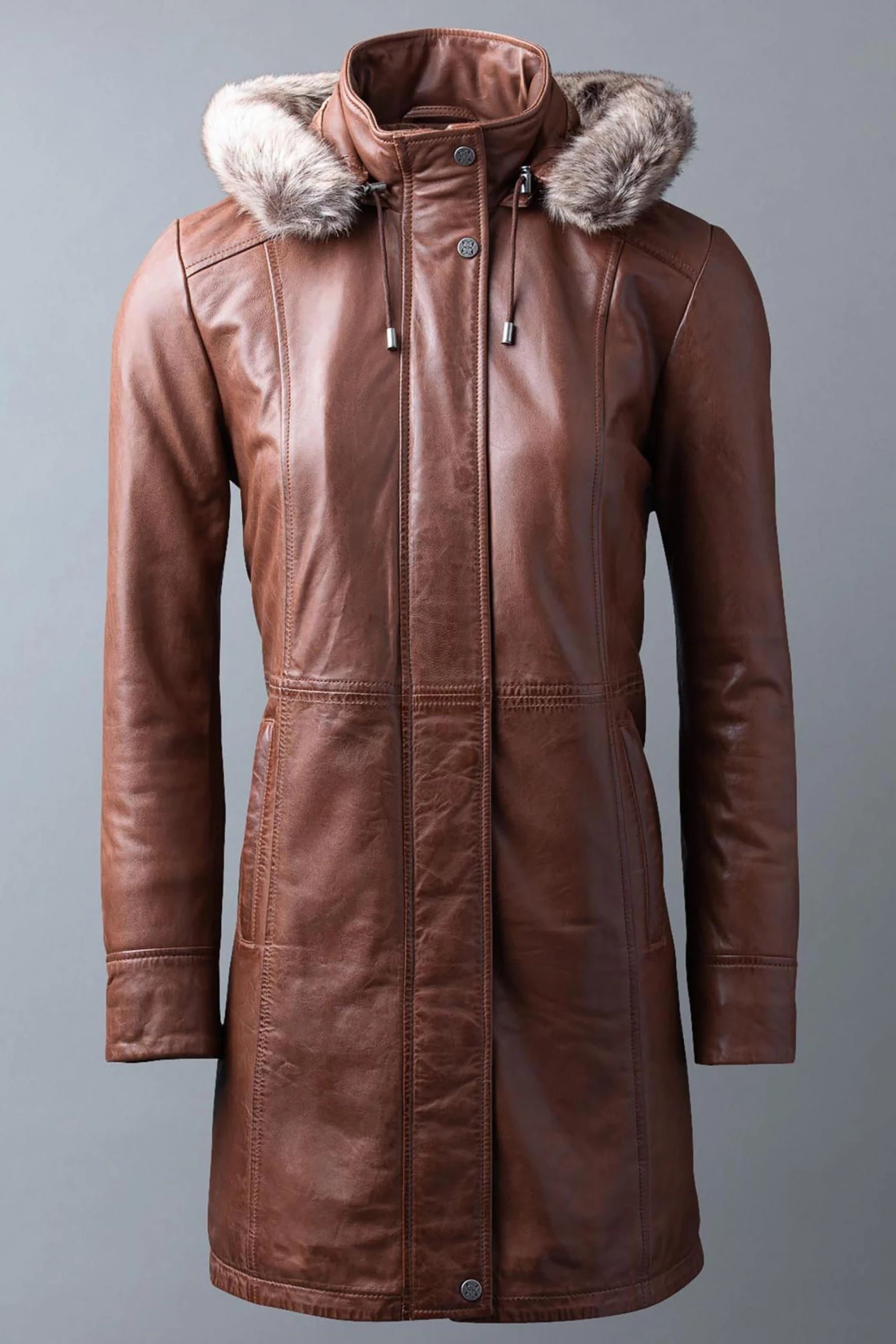 Lakeland Leather Ravensworth Long Leather Coat In Tan 7 Lakeland Leather Ravensworth Long Leather Coat In Tan - Image 6