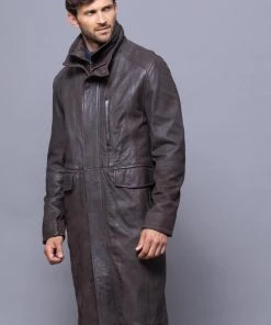Lakeland Leather Kirkland Long Brown Leather Coat