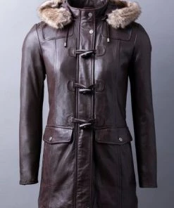Lakeland Leather Dockray Hooded Leather Duffle Coat In Brown -Lakeland Leather Sales unnamed file 841