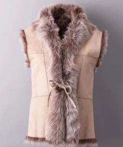 Lakeland Leather Sedgwick Natural Sheepskin Gilet In Mushroom