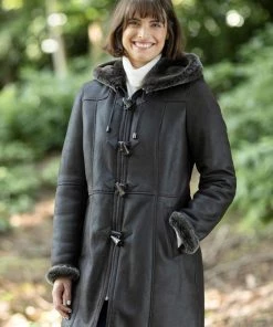 Lakeland Leather Brown Dearham Sheepskin Duffle Coat