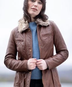 Lakeland Leather Tirril Tan Brown Belted Leather Coat In Tan -Lakeland Leather Sales unnamed file 855 scaled