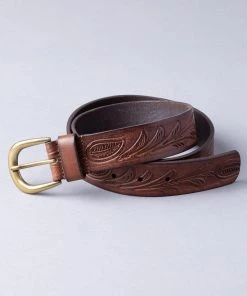 Lakeland Leather Tan Brown Embossed Leather Belt