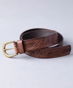 Lakeland Leather Tan Brown Embossed Leather Belt -Lakeland Leather Sales unnamed file 867