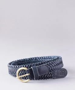 Lakeland Leather Waverton Leather Woven Belt Navy Blue