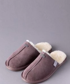 Lakeland Leather Ladies Sheepskin Seam Slider Slippers Vole Brown