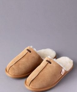 Lakeland Leather Ladies Sheepskin Seam Slider Slippers Vole Brown -Lakeland Leather Sales unnamed file 954